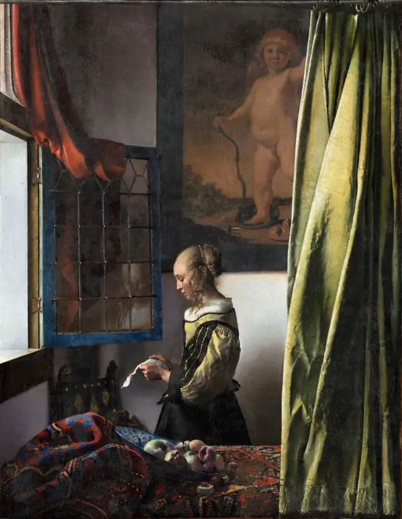 La Liseuse à la fenêtre, 1657, Johannes Vermeer, Dresde, Allemagne (Wikicommons)