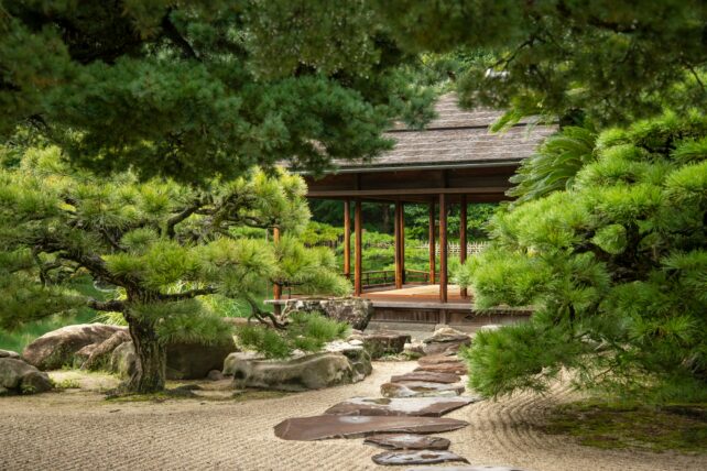 Le jardin de Risturin à Takamatsu, au Japon.